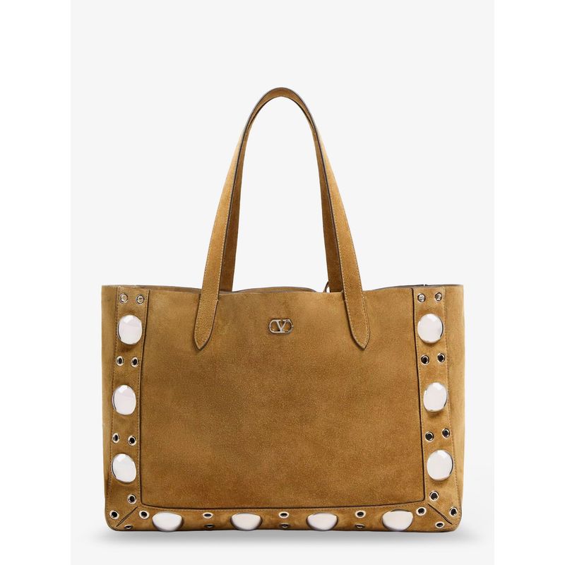Valentino Garavani Men Suede Shopping Bag With Metal Logo